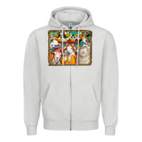 Dove Grey autumn sheeps Zipper Hoodie - Jasminsmagicworld