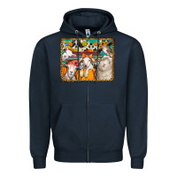 Navy autumn sheeps Zipper Hoodie - Jasminsmagicworld