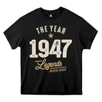 Black The Year 1947 - 75th Birthday Vintage Classic Heavy Core Tee - linhVisuals