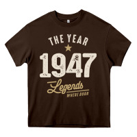 Chocolate Brown The Year 1947 - 75th Birthday Vintage Classic Heavy Core Tee - linhVisuals