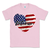Bubblegum Pink veteran heart american flag Classic Tee - BarkalooDesign