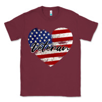 Burgundy veteran heart american flag Classic Tee - BarkalooDesign