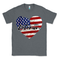 Charcoal Heather veteran heart american flag Classic Tee - BarkalooDesign
