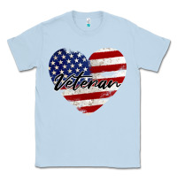 Dusty Blue veteran heart american flag Classic Tee - BarkalooDesign