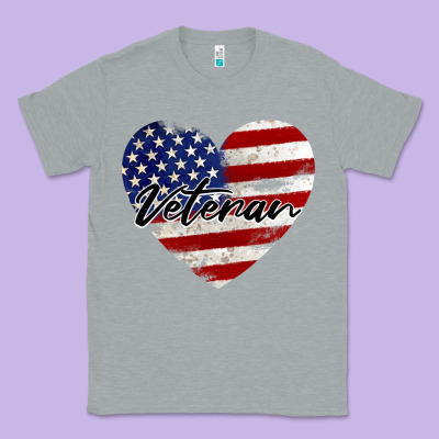 Veteran Heart American Flag Classic Tee Designed By Barkaloodesign