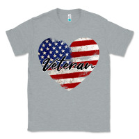 Heather Grey veteran heart american flag Classic Tee - BarkalooDesign