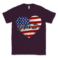 Plum veteran heart american flag Classic Tee - BarkalooDesign