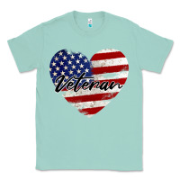 Seafoam veteran heart american flag Classic Tee - BarkalooDesign