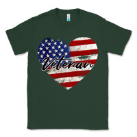 Sports Green veteran heart american flag Classic Tee - BarkalooDesign