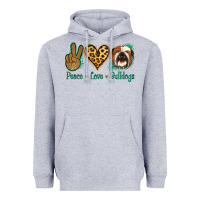 Heather Grey Peace Love Bulldog Heavyweight Hoodie - Jasminsmagicworld
