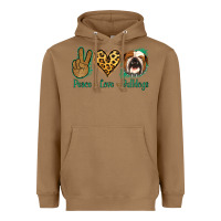 Toasted Coconut Peace Love Bulldog Heavyweight Hoodie - Jasminsmagicworld