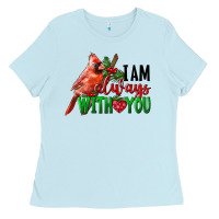 Baby Blue I Am Always With Your Cardinal Bird Ladies Tee - LillyAllenDesigns