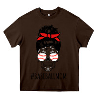 Chocolate Brown Baseball Mom Skull Heavy Core Tee - linhVisuals