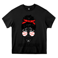 Black Baseball Mom Skull Heavy Core Tee - linhVisuals