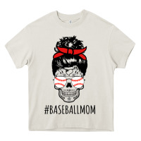 Cream Baseball Mom Skull Heavy Core Tee - linhVisuals