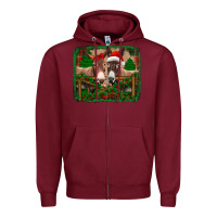 Burgundy christmas donkeys Zipper Hoodie - Jasminsmagicworld