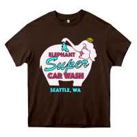 Chocolate Brown pink elephant car wash Heavy Core Tee - linhVisuals
