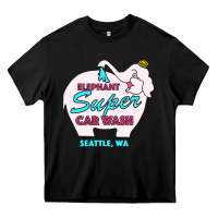 Black pink elephant car wash Heavy Core Tee - linhVisuals