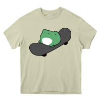 Mossy skateboarding frog Heavy Core Tee - linhVisuals
