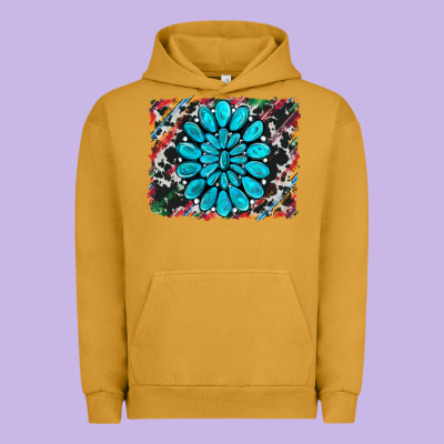 Cowhide And Serape Gemstone Background Urban Hoodie Designed By Ranaportraitstore