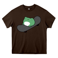 Chocolate Brown skateboarding frog Heavy Core Tee - linhVisuals