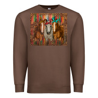 Chestnut western horses with bandanas Premium Sweatshirt - RanaPortraitStore