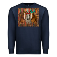 Navy western horses with bandanas Premium Sweatshirt - RanaPortraitStore
