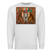 Oatmeal Heather western horses with bandanas Premium Sweatshirt - RanaPortraitStore
