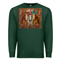 Sports Green western horses with bandanas Premium Sweatshirt - RanaPortraitStore