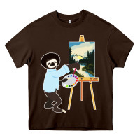 Chocolate Brown bob sloth Heavy Core Tee - linhVisuals