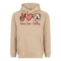 Mushroom Peace Love Bulldog Heavyweight Hoodie - Jasminsmagicworld