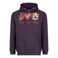 Plum Peace Love Bulldog Heavyweight Hoodie - Jasminsmagicworld