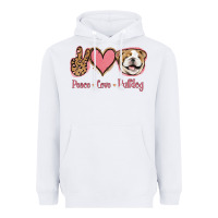 White Peace Love Bulldog Heavyweight Hoodie - Jasminsmagicworld