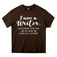 Chocolate Brown i am a writer Heavy Core Tee - linhVisuals