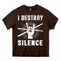 Chocolate Brown i destroy silence drum set drummer gift Heavy Core Tee - linhVisuals