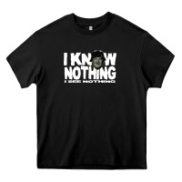 Black i know nothing Heavy Core Tee - linhVisuals