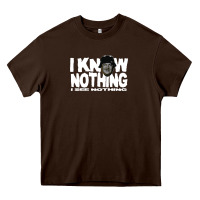 Chocolate Brown i know nothing Heavy Core Tee - linhVisuals