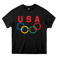 Black OLYMPIC RINGS Heavy Core Tee - linhVisuals