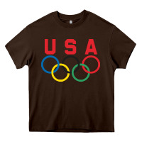 Chocolate Brown OLYMPIC RINGS Heavy Core Tee - linhVisuals