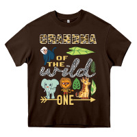 Chocolate Brown grandma of the wild one zoo mother birthday safari jungle long sleeve Heavy Core Tee - linhVisuals
