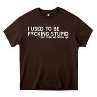 Chocolate Brown i used to be f cking stupid Heavy Core Tee - linhVisuals