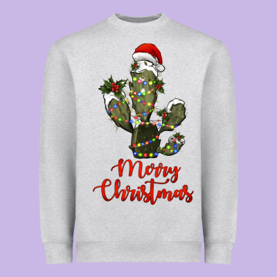 Merry Christmas Cactus Heavyweight Sweatshirt Designed By Ranaportraitstore