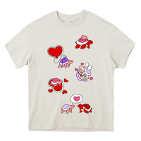 Cream valentines day turtles Heavy Core Tee - linhVisuals