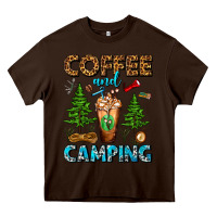 Chocolate Brown Coffee And Camping Frappe Heavy Core Tee - FaDigitalArtStudio