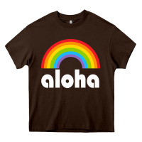 Chocolate Brown Aloha Rainbow Hawaii 808 Island Hawaiian Heavy Core Tee - linhVisuals