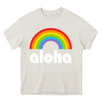 Cream Aloha Rainbow Hawaii 808 Island Hawaiian Heavy Core Tee - linhVisuals