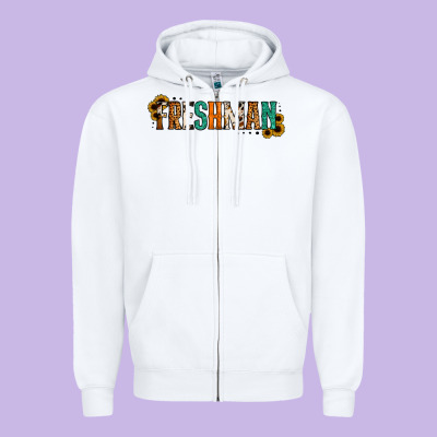 Freshman Zipper Hoodie Designed By Jasminsmagicworld