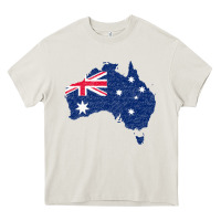 Cream Australia Map Flag Drawing Line Art Heavy Core Tee - linhVisuals