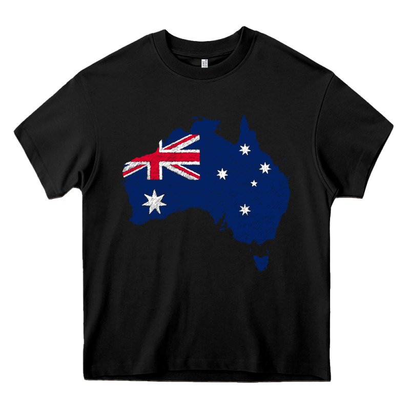 Australia Map Flag Drawing Line Art Heavy Core Tee by linhVisuals | Teevron