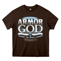 Chocolate Brown armor of god bible verse scripture Heavy Core Tee - linhVisuals